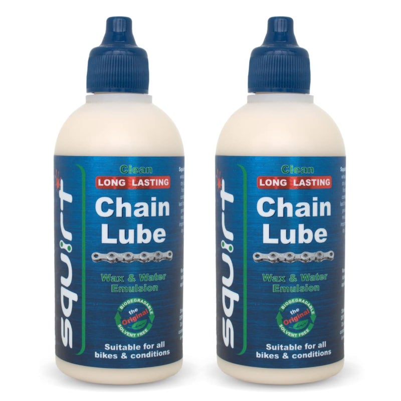 Squirt Chain Lube for Bikes 2 Pack (120ml) – Long-Lasting Lubricant for All Bike Chains – All-Weather Dry Lube to Reduce Noise & Chainsuck – Bicycle Tools & Maintenance Aid - Image 1